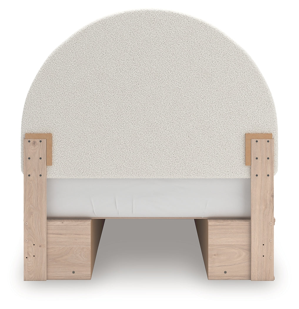 Arloster Tan/White Full Upholstered Panel Bed with Storage - PCB1566B7