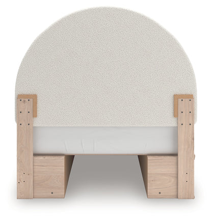 Arloster Tan/White Full Upholstered Panel Bed with Storage - PCB1566B7