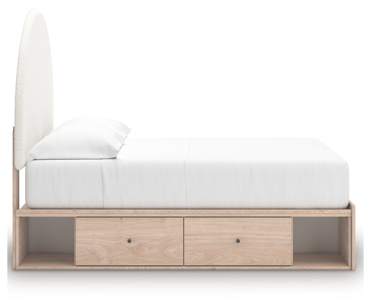 Arloster Tan/White Full Upholstered Panel Bed with Storage - PCB1566B7