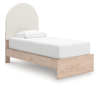 Arloster Tan/White Twin Upholstered Panel Bed - PCB1566B2
