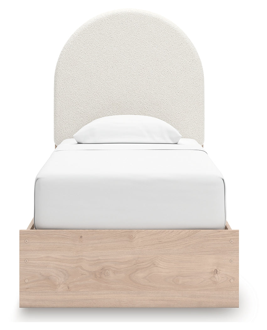 Arloster Tan/White Twin Upholstered Panel Bed - PCB1566B2