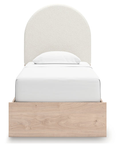 Arloster Tan/White Twin Upholstered Panel Bed - PCB1566B2