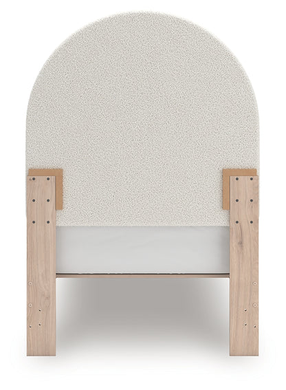 Arloster Tan/White Twin Upholstered Panel Bed - PCB1566B2
