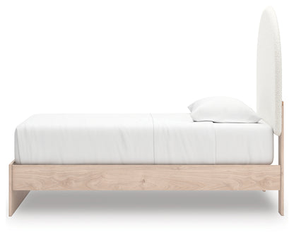 Arloster Tan/White Twin Upholstered Panel Bed - PCB1566B2