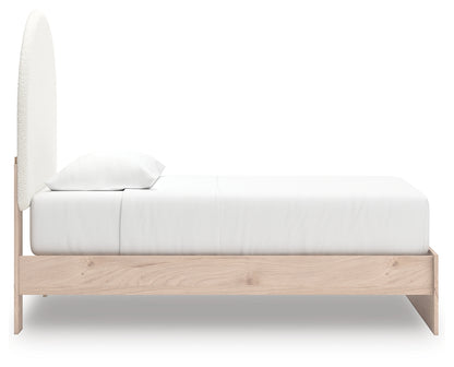 Arloster Tan/White Twin Upholstered Panel Bed - PCB1566B2