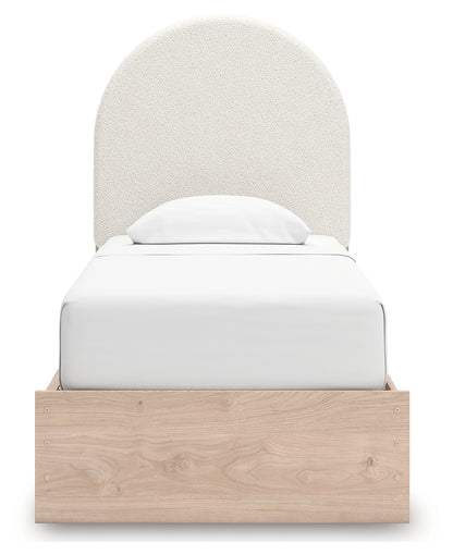 Arloster Tan/White Twin Upholstered Panel Bed with Storage - PCB1566B4