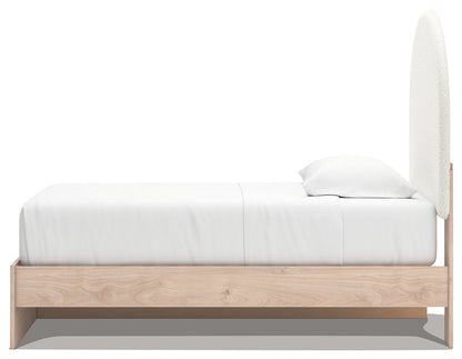 Arloster Tan/White Twin Upholstered Panel Bed with Storage - PCB1566B4