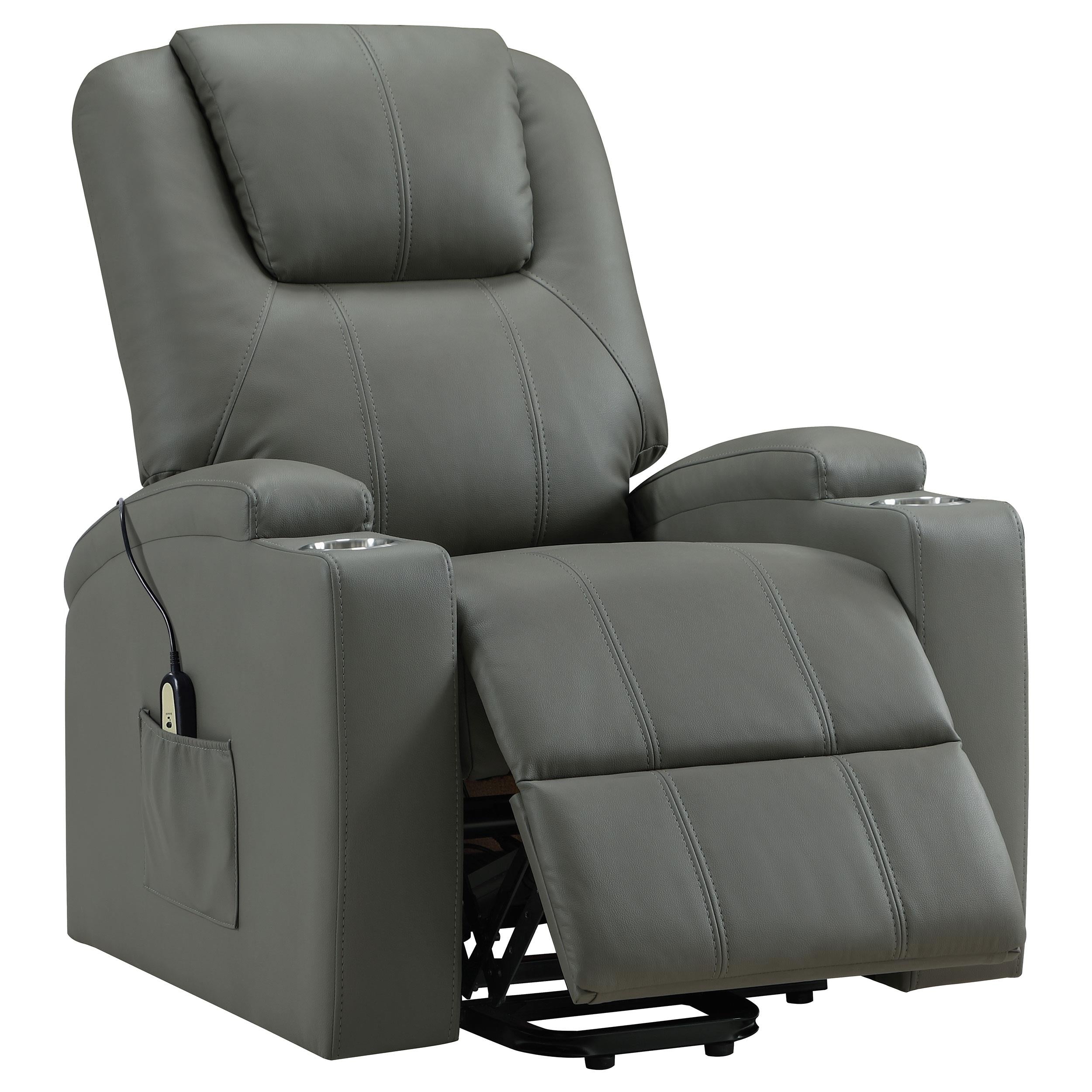 Armstrong Upholstered Power Lift Massage Recliner Grey - 609478P