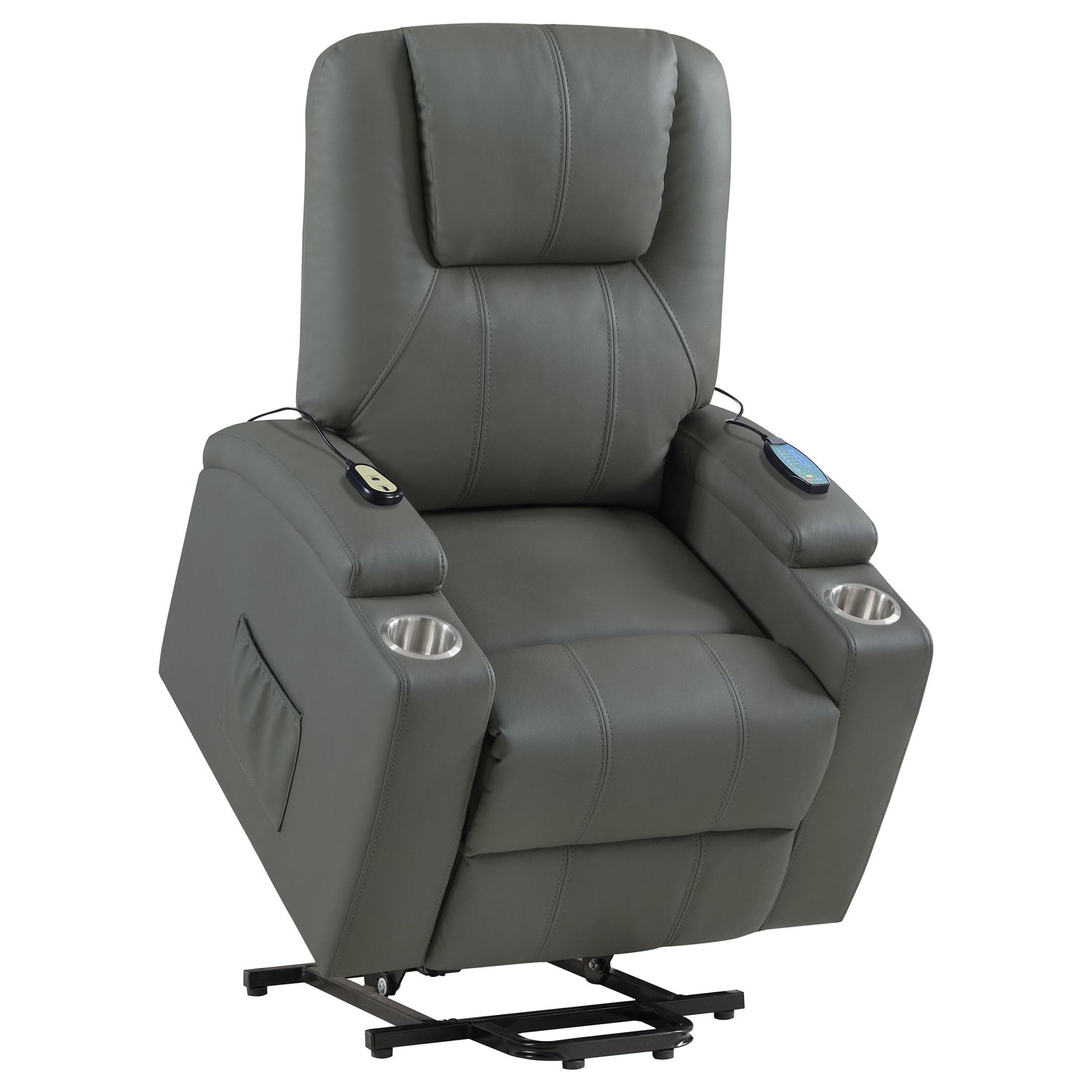 Armstrong Upholstered Power Lift Massage Recliner Grey - 609478P