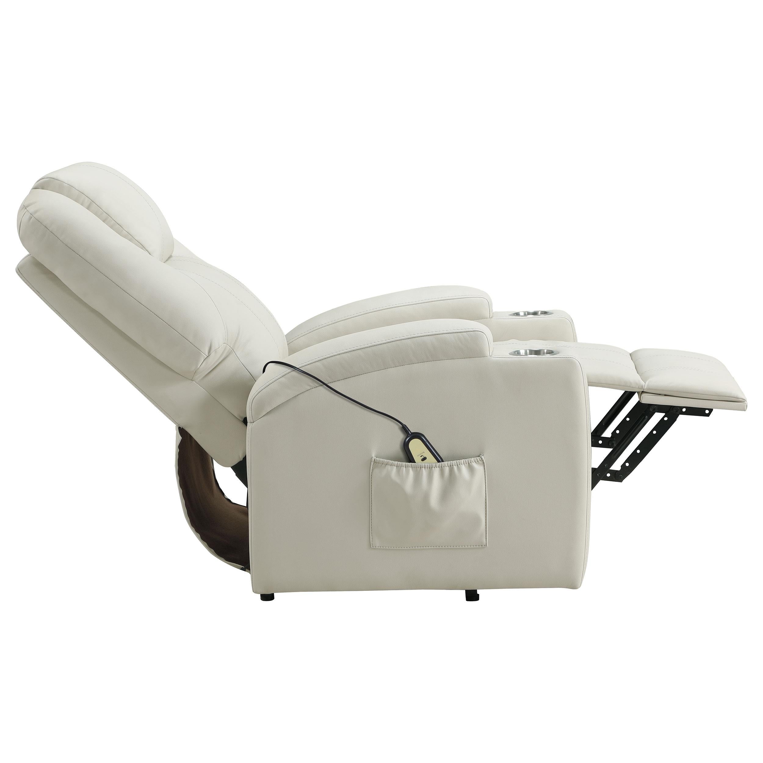Armstrong Upholstered Power Lift Massage Recliner Ivory - 609477P