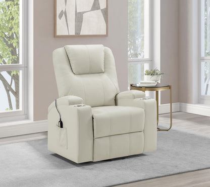 Armstrong Upholstered Power Lift Massage Recliner Ivory - 609477P
