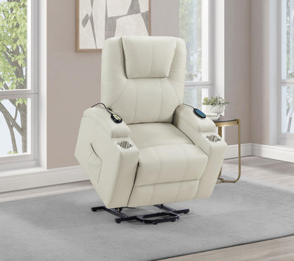 Armstrong Upholstered Power Lift Massage Recliner Ivory - 609477P