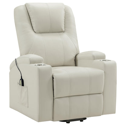 Armstrong Upholstered Power Lift Massage Recliner Ivory - 609477P