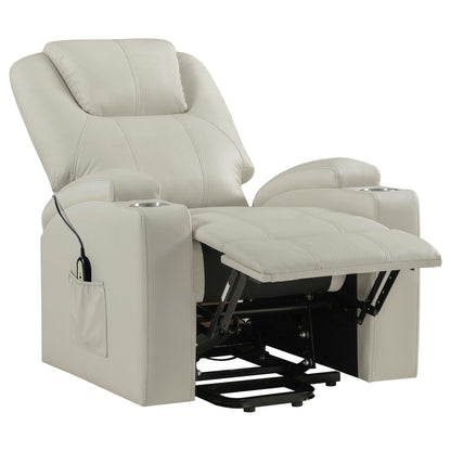 Armstrong Upholstered Power Lift Massage Recliner Ivory - 609477P