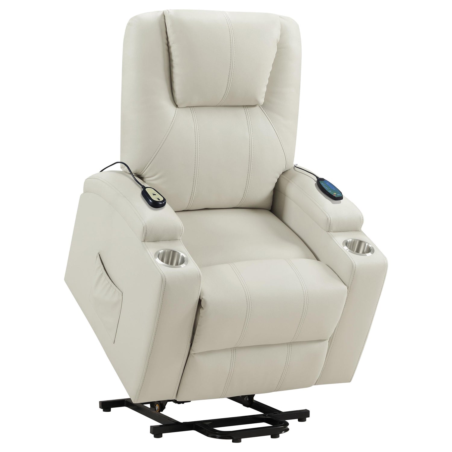 Armstrong Upholstered Power Lift Massage Recliner Ivory - 609477P