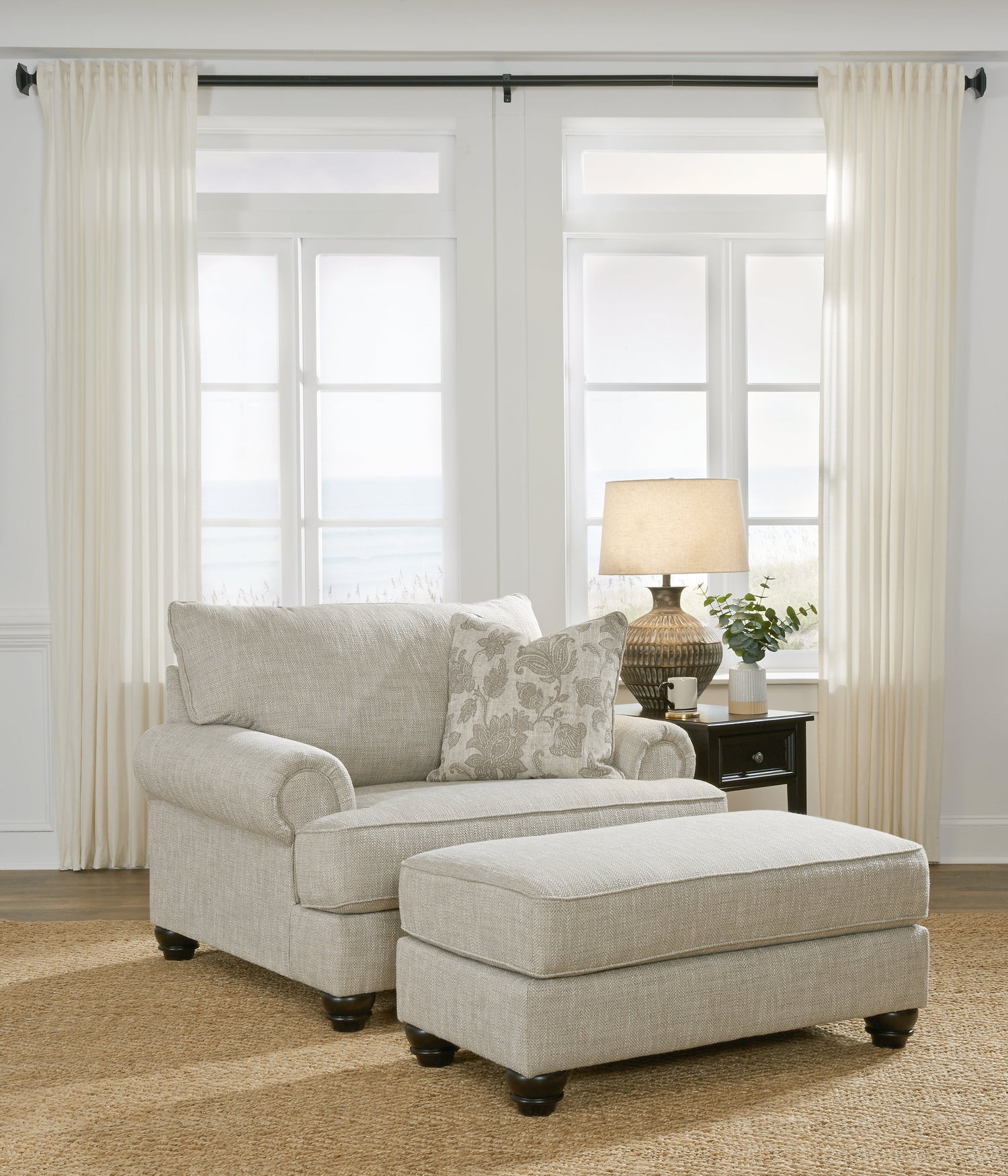 Asanti Chair and Ottoman in Fog - PKG012988