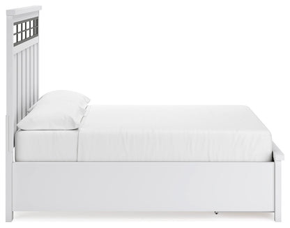 Ashbryn California King Panel Storage Bed with Mirrored Dresser and Chest in White/Natural from Ashley - Luna Furniture
