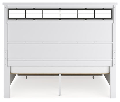 Ashbryn California King Panel Storage Bed with Mirrored Dresser and Chest in White/Natural from Ashley - Luna Furniture