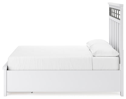 Ashbryn California King Panel Storage Bed with Mirrored Dresser and Chest in White/Natural from Ashley - Luna Furniture