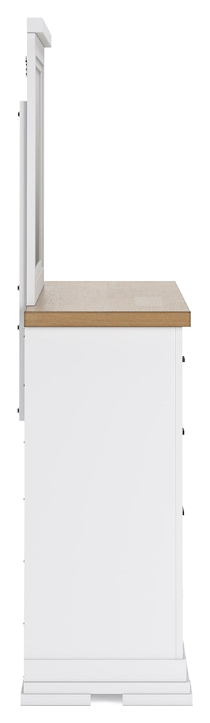 Ashbryn California King Panel Storage Bed with Mirrored Dresser and Chest in White/Natural from Ashley - Luna Furniture