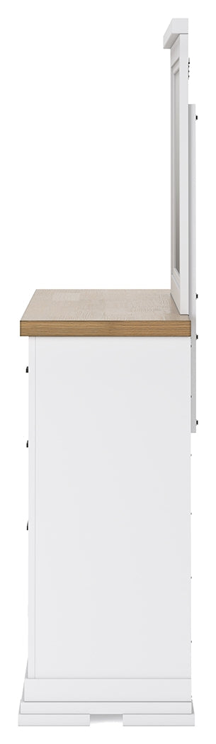Ashbryn California King Panel Storage Bed with Mirrored Dresser and Chest in White/Natural from Ashley - Luna Furniture