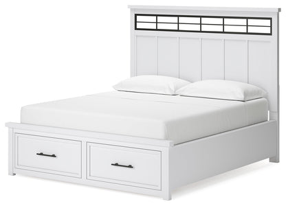 Ashbryn California King Panel Storage Bed with Mirrored Dresser and Nightstand in White/Natural from Ashley - Luna Furniture