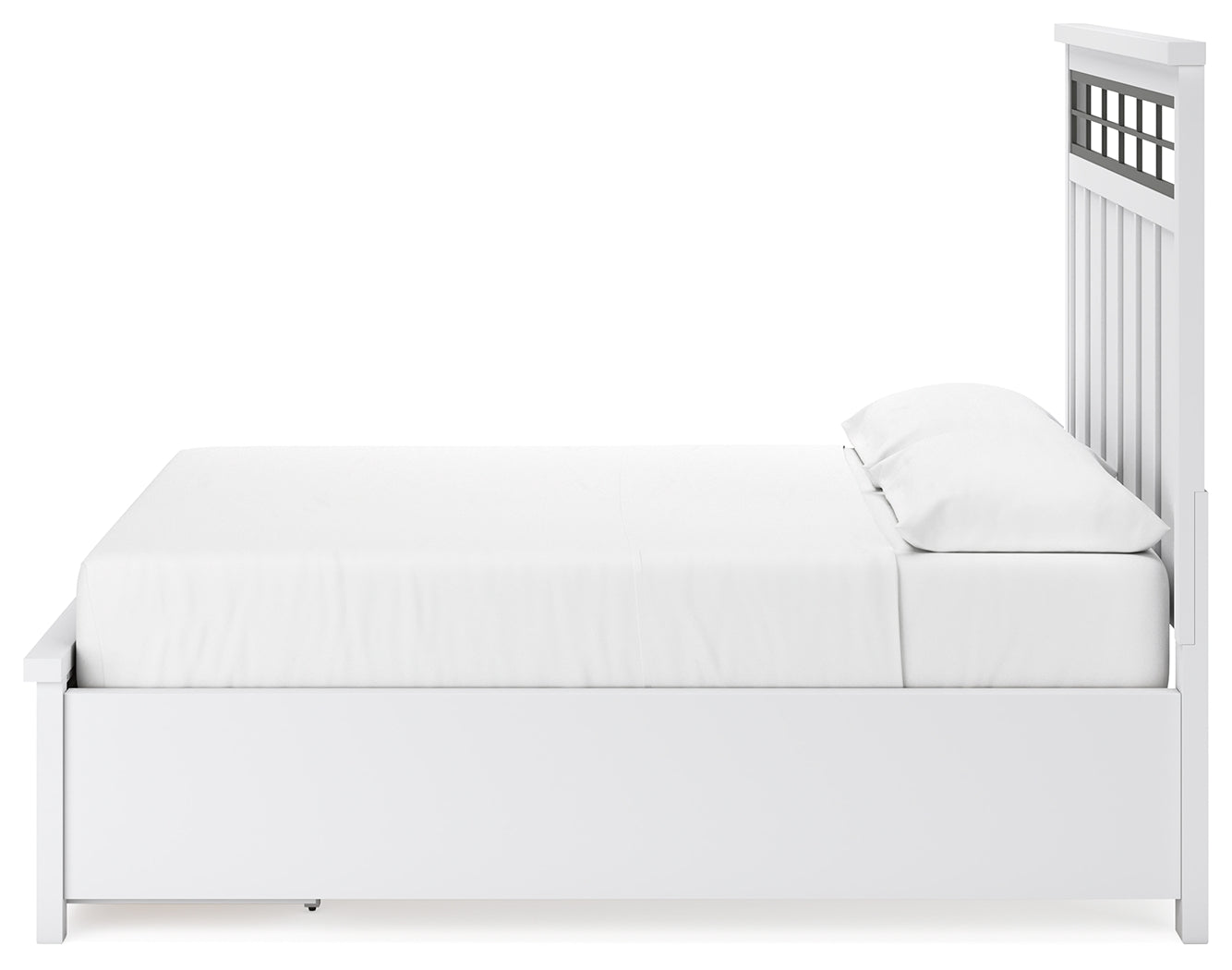 Ashbryn California King Panel Storage Bed with Mirrored Dresser, Chest and Nightstand in White/Natural from Ashley - Luna Furniture