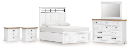 Ashbryn King Panel Bed, Dresser, Mirror and 2 Nightstands - B844B10