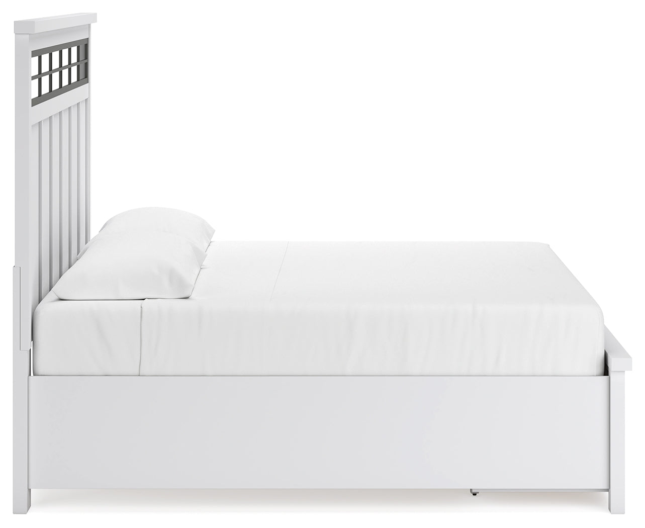 Ashbryn King Panel Storage Bed with Mirrored Dresser and 2 Nightstands in White/Natural from Ashley - Luna Furniture