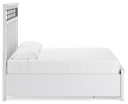 Ashbryn King Panel Storage Bed with Mirrored Dresser and 2 Nightstands in White/Natural from Ashley - Luna Furniture