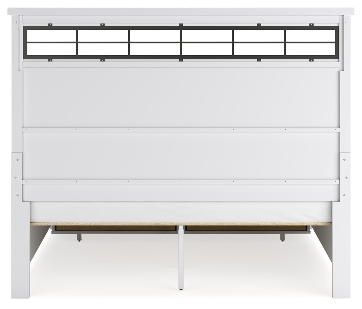 Ashbryn King Panel Storage Bed with Mirrored Dresser and 2 Nightstands in White/Natural from Ashley - Luna Furniture