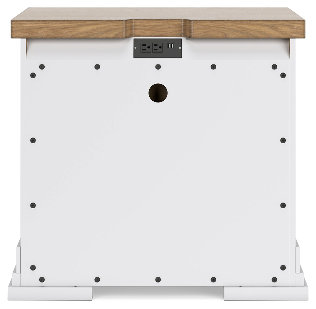 Ashbryn King Panel Storage Bed with Mirrored Dresser and 2 Nightstands in White/Natural from Ashley - Luna Furniture