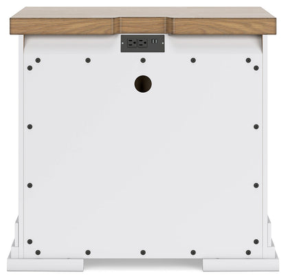 Ashbryn King Panel Storage Bed with Mirrored Dresser and 2 Nightstands in White/Natural from Ashley - Luna Furniture