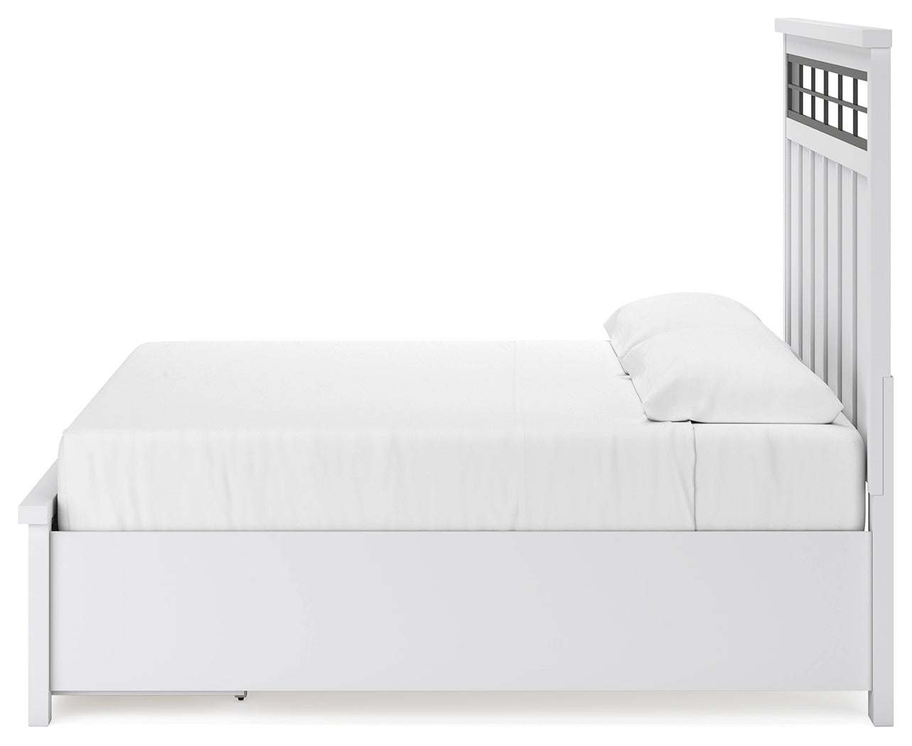 Ashbryn King Panel Storage Bed with Mirrored Dresser and Nightstand in White/Natural from Ashley - Luna Furniture