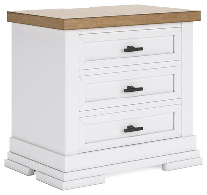 Ashbryn King Panel Storage Bed with Mirrored Dresser and Nightstand in White/Natural from Ashley - Luna Furniture