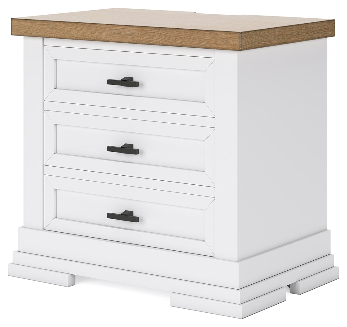 Ashbryn King Panel Storage Bed with Mirrored Dresser and Nightstand in White/Natural from Ashley - Luna Furniture