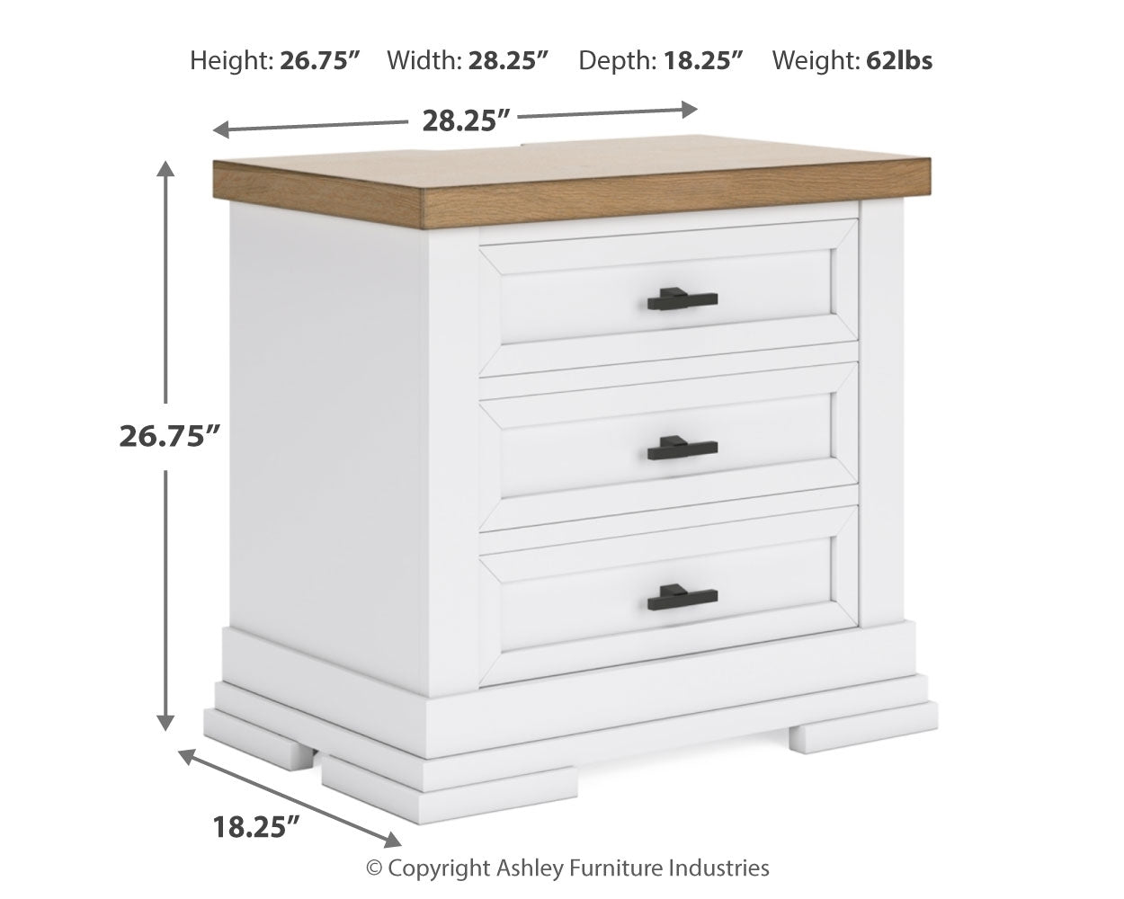Ashbryn Queen Panel Storage Bed with Mirrored Dresser and 2 Nightstands in White/Natural from Ashley - Luna Furniture