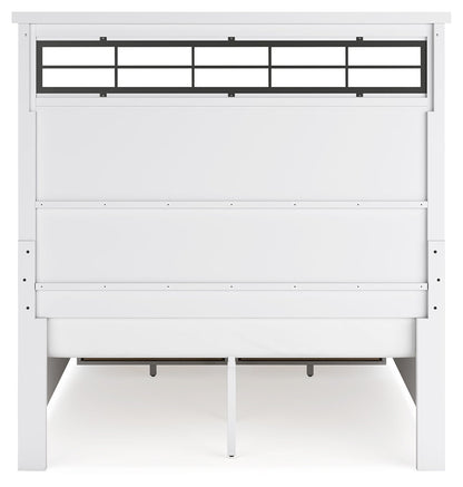 Ashbryn Queen Panel Storage Bed with Mirrored Dresser and Chest in White/Natural from Ashley - Luna Furniture