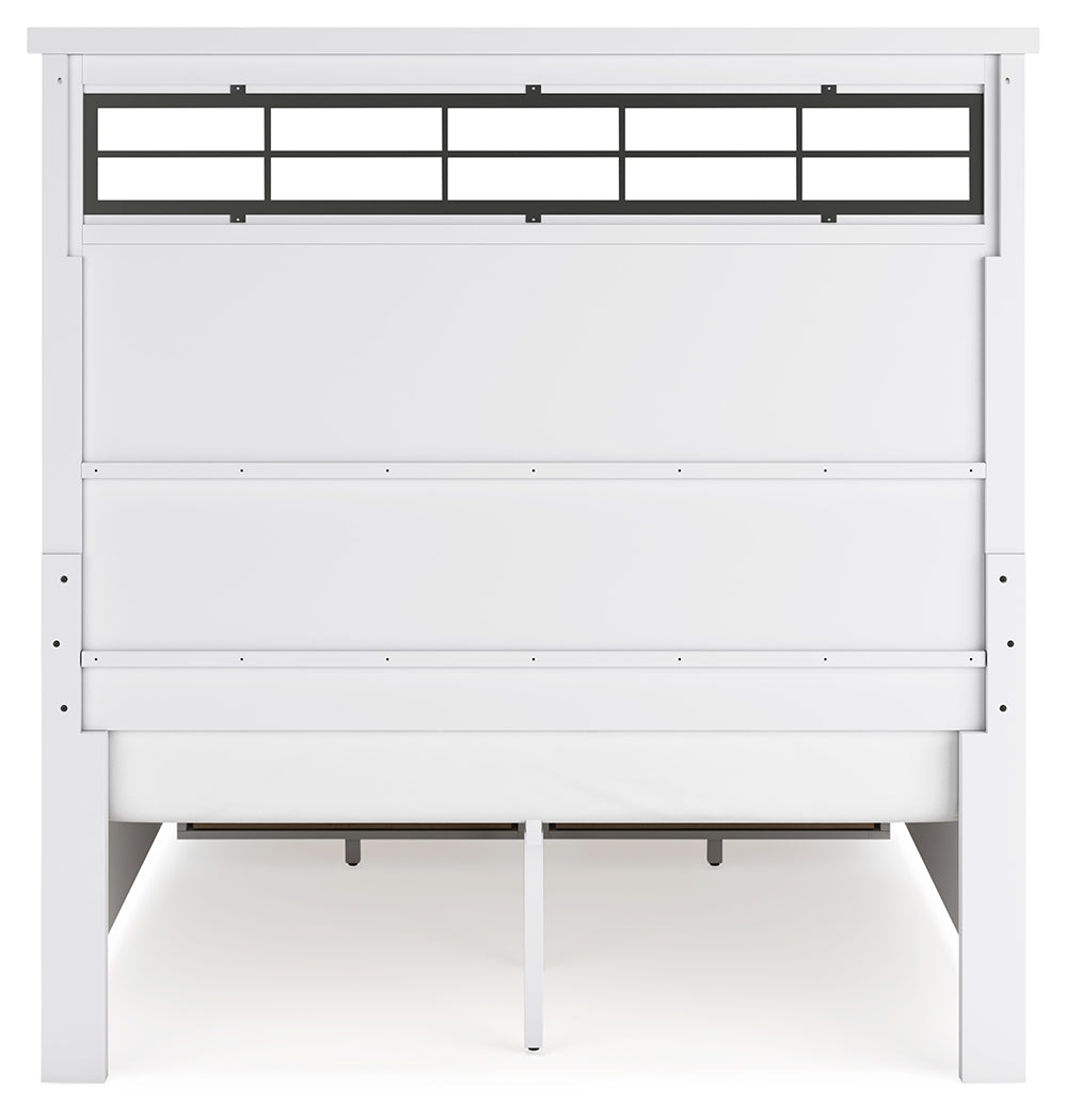 Ashbryn Queen Panel Storage Bed with Mirrored Dresser and Nightstand in White/Natural from Ashley - Luna Furniture