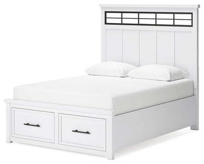 Ashbryn Queen Panel Storage Bed with Mirrored Dresser and Nightstand in White/Natural from Ashley - Luna Furniture