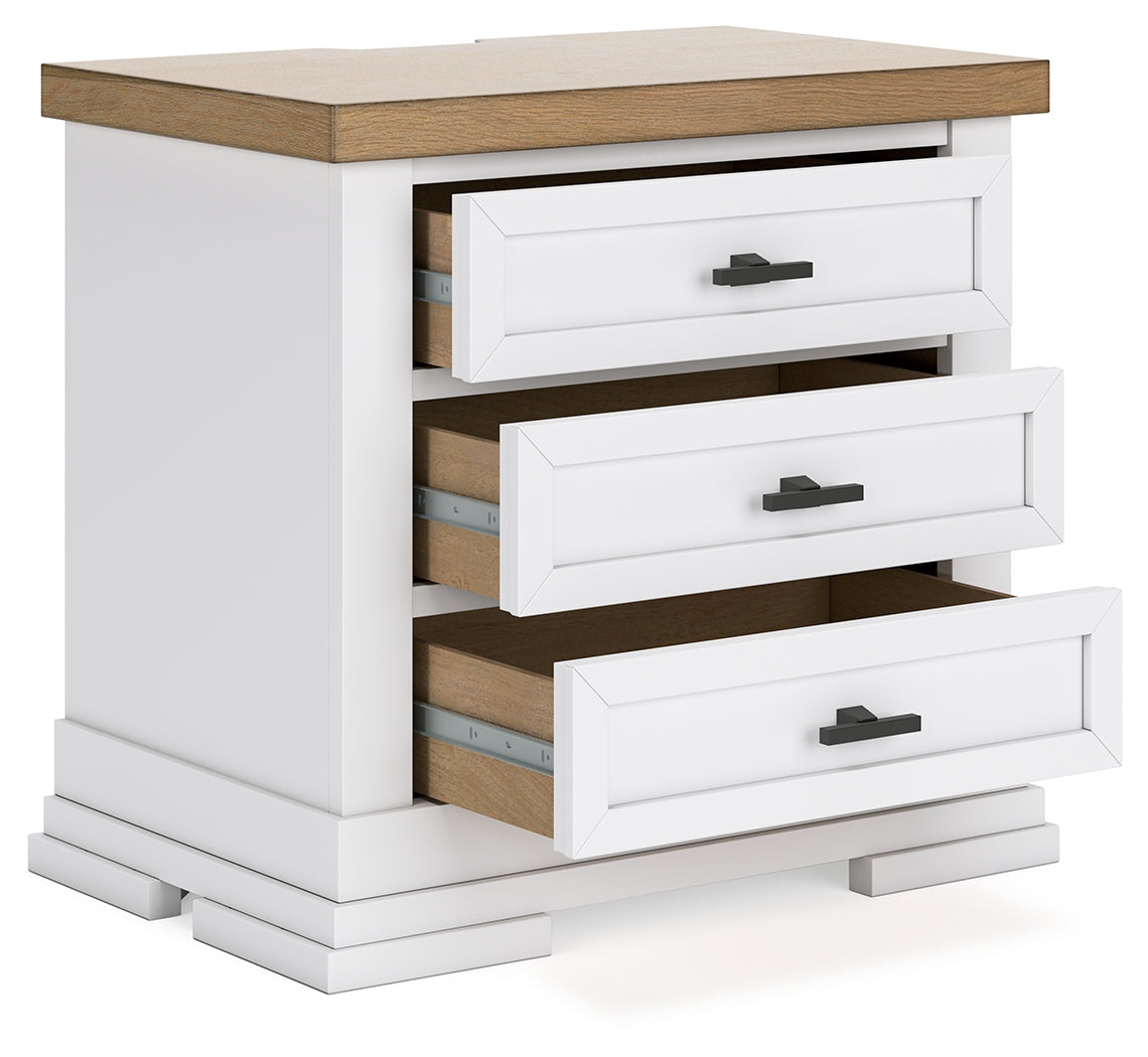 Ashbryn Queen Panel Storage Bed with Mirrored Dresser and Nightstand in White/Natural from Ashley - Luna Furniture