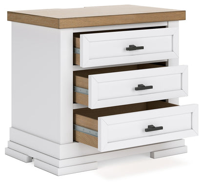 Ashbryn Queen Panel Storage Bed with Mirrored Dresser and Nightstand in White/Natural from Ashley - Luna Furniture