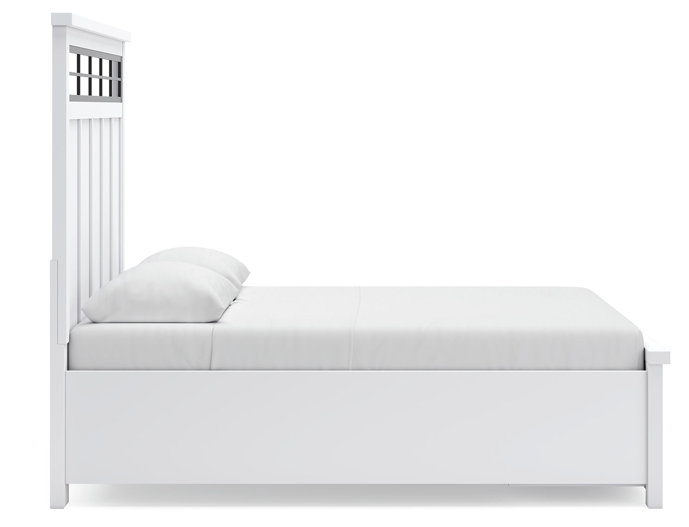 Ashbryn Queen Panel Storage Bed with Mirrored Dresser, Chest and 2 Nightstands in White/Natural from Ashley - Luna Furniture
