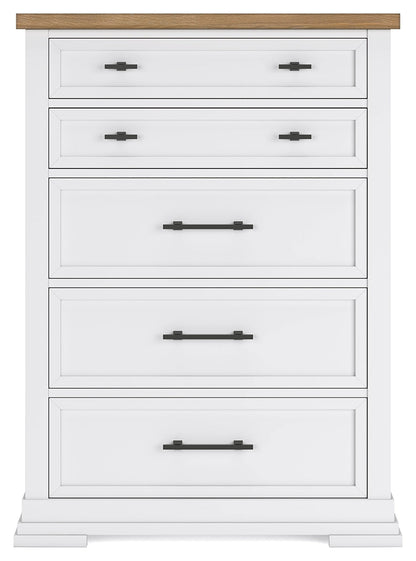 Ashbryn Queen Panel Storage Bed with Mirrored Dresser, Chest and Nightstand in White/Natural from Ashley - Luna Furniture