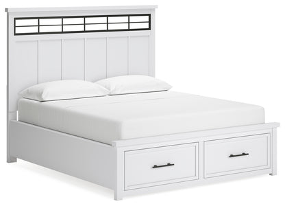 Ashbryn White/Natural California King Panel Storage Bed, Dresser and Mirror - B844B7