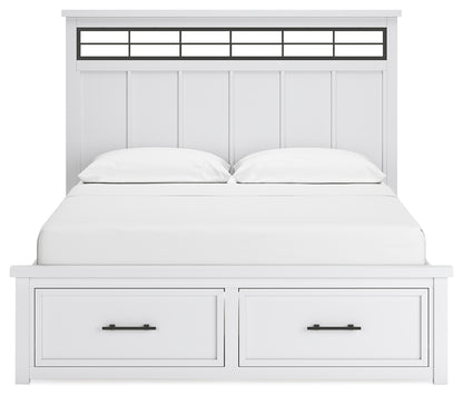 Ashbryn White/Natural California King Panel Storage Bed, Dresser and Mirror - B844B7
