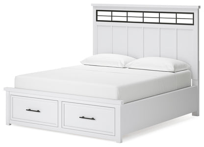 Ashbryn White/Natural California King Panel Storage Bed, Dresser and Mirror - B844B7