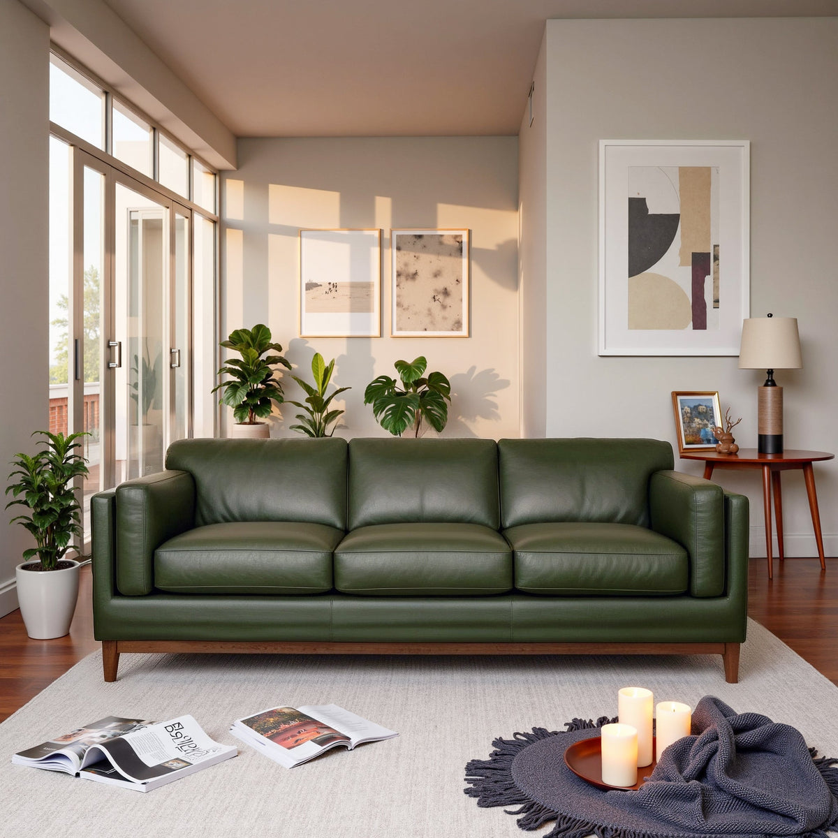 Raleigh Sustainable FSC Wood 3-Seater Top Grain Leather Sofa