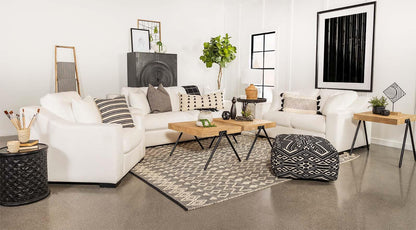 Ashlyn White Upholstered 3-Piece Sloped Arms Living Room Set from Coaster - Luna Furniture
