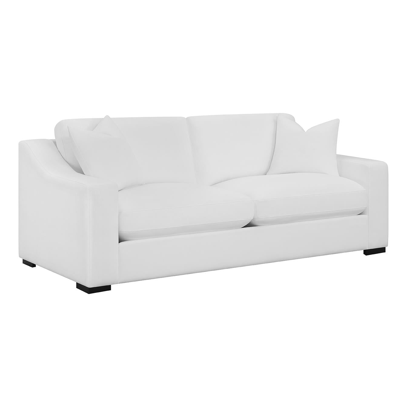Ashlyn White Upholstered Sloped Arms Sofa from Coaster - Luna Furniture